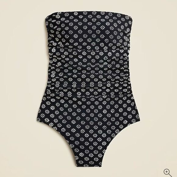 J. Crew Long-torso Gemma ruched bandeau one-piece Faded Black Size 14 NWT CI708 - Picture 5 of 8
